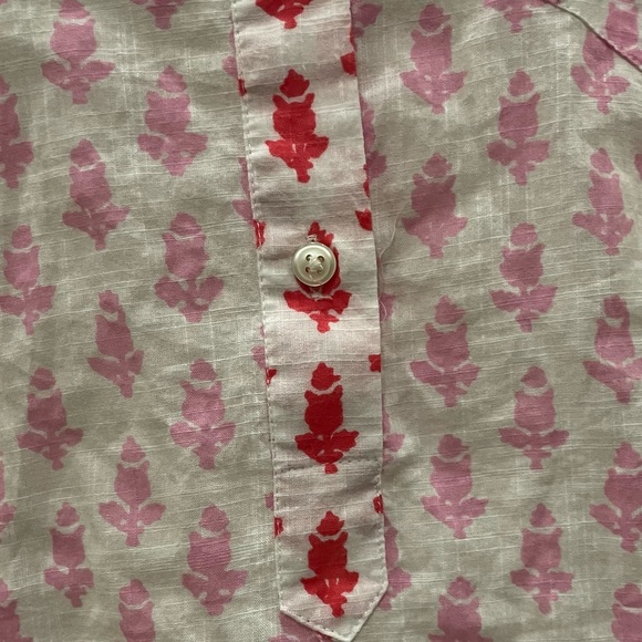 J. Crew leaf print, button up, pink and red blouse / S / Excellent condition - Picture 9 of 14